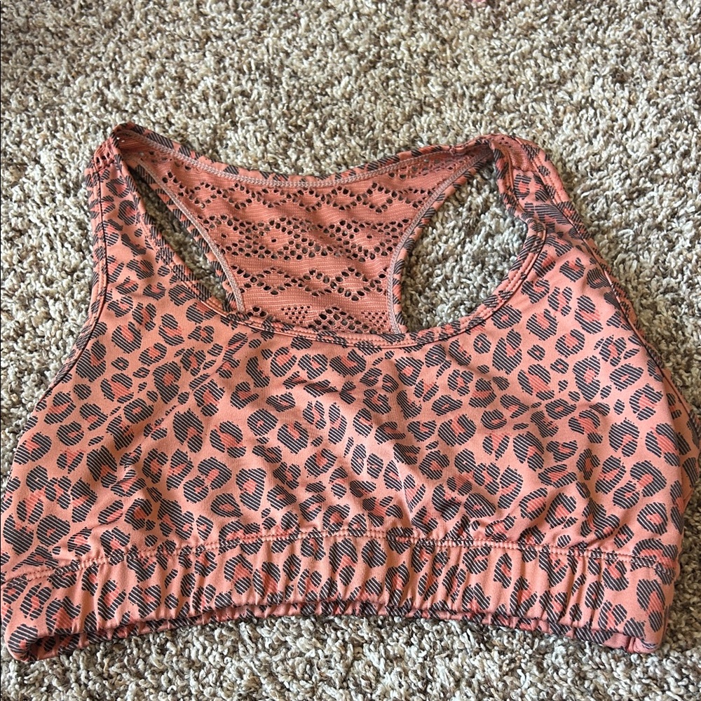 ZYIA Leopard Print Sports Bra - Orange and Black